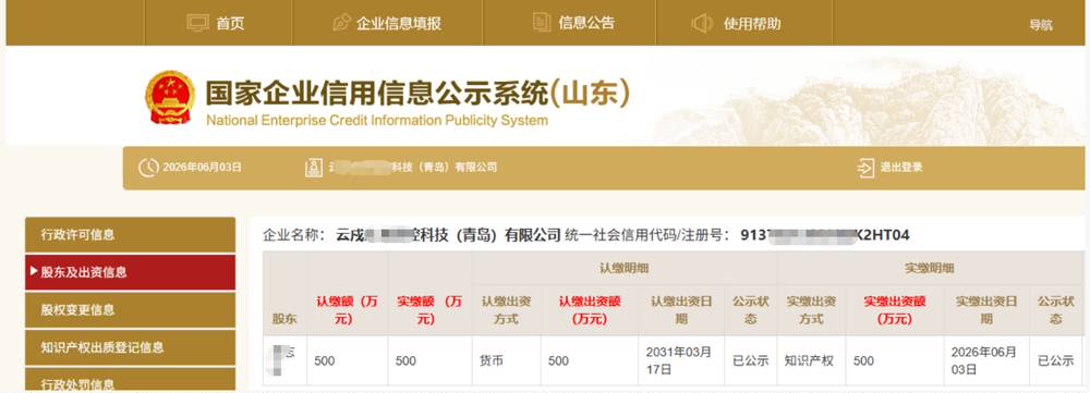 上海某科技公司500万知识产权实缴案例