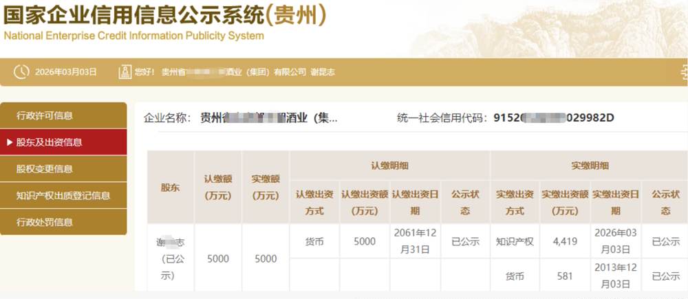 广州某酒业集团5000万知识产权实缴案例